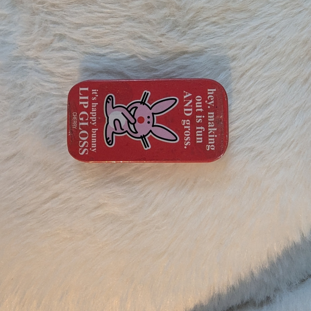 Happy Bunny Vintage Y2K Lipgloss Tin. Red Lip Gloss Tin